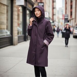 Gallery Purple Rain Coat with removable Hood Plum  All Weather